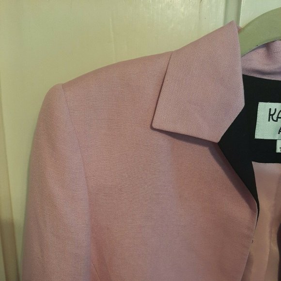 Kasper A.S.L. Blazer Jacket Size 4 Pink Linen Long Sleeve Career - Picture 3 of 9